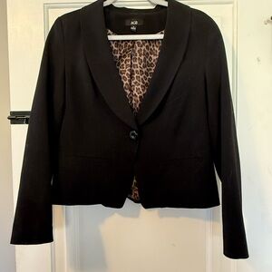 AGB Black Blazer with Leopard Print Lining
